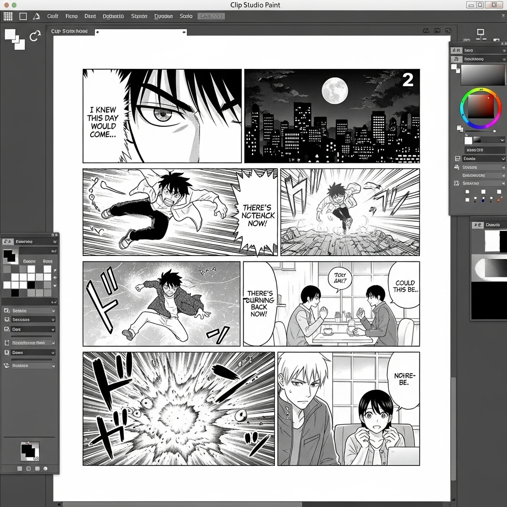 Best Digital Painting and Drawing Apps in 2025: A Complete Guide for Artists 5 Clip Studio Paint interface showing manga page creation with panels, speech bubbles, and tone effects for digital comic art