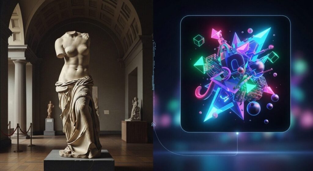 Are Memes Art? A Deep Dive into Digital Culture and Creativity 3 Memes Art: split screen showing old and digital artworks