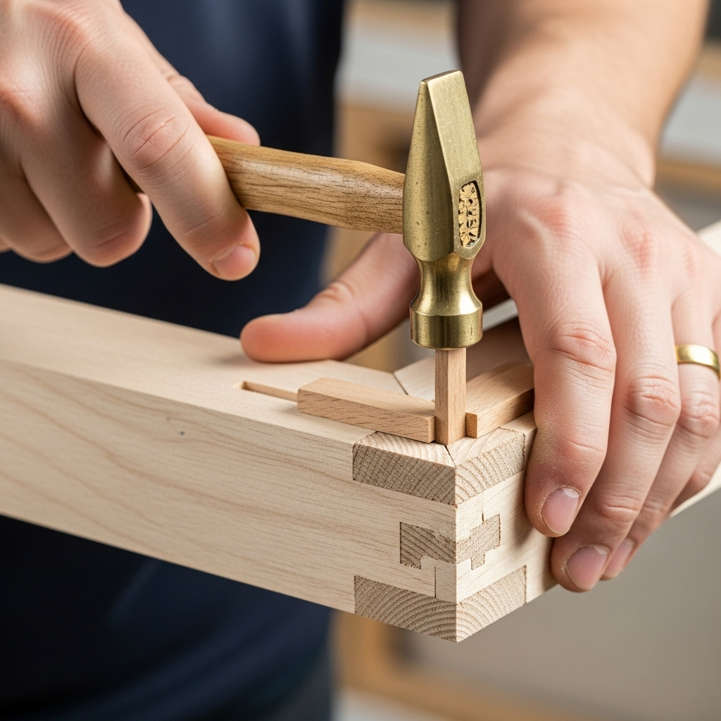 How to Repair Minor Canvas Damage Art: A Practical Guide for Artists 5 Artist's hands using hammer to tap wooden corner keys into stretcher bars