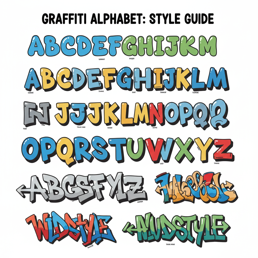 The Art of the Tag: A Deep Dive into Letter Graffiti Art 5 A comprehensive graffiti alphabet demonstrates the versatility and creativity of urban lettering