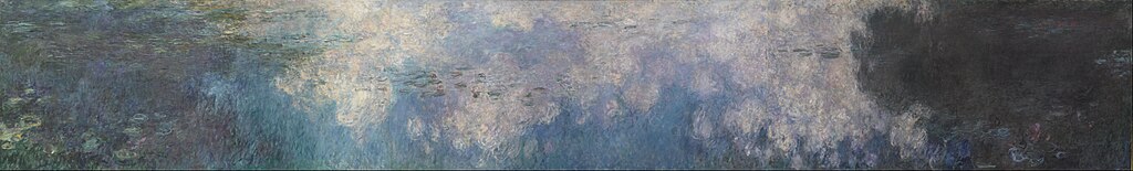 The Water Lilies – The Clouds (1920–1926). 200 x 1275 cm (78.74 in x 13.94 yd). Musée de l'Orangerie, Paris