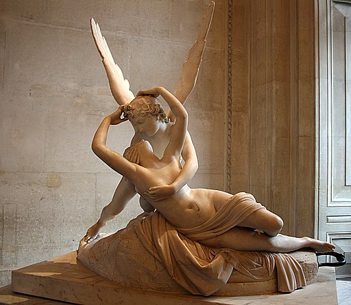 Psyche Revived by Cupid's Kiss (first version, 1787–1793), by Antonio Canova. Marble, 155 cm × 168 cm (61 in × 66 in). Louvre, Paris