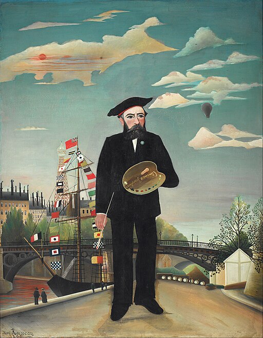 Henri Rousseau, Self-portrait (1890). Oil on canvas, 146 x 113 cm (57.4 x 44.4 in). National Gallery, Prague