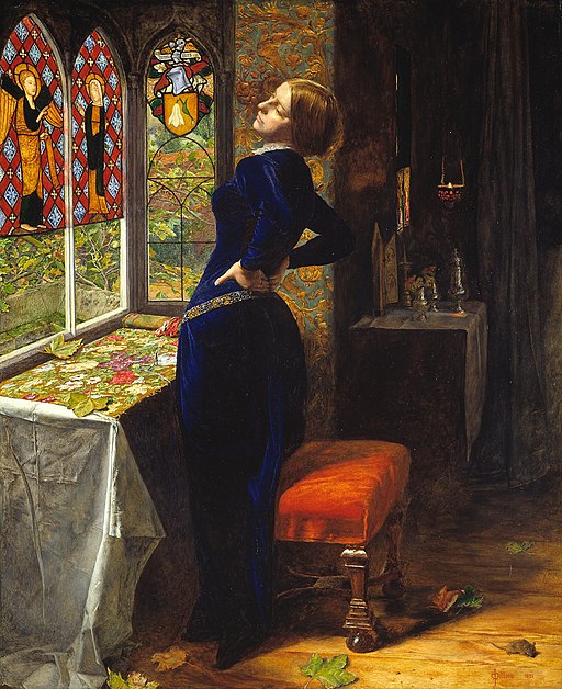 Top 10 John Everett Millais Paintings: A Pre-Raphaelite Masterpiece Tour 7 Mariana (1851). Oil on mahogany wood, 59.7 x 49.5 cm (23.5 x 19.4 in). Tate Britain, London