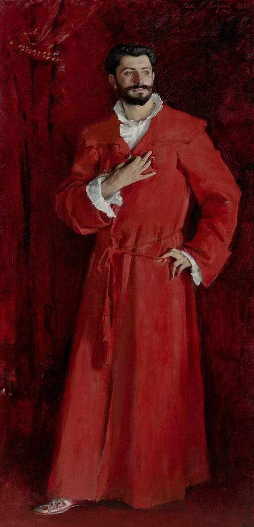 Master of Brushstrokes: The Top 10 John Singer Sargent Paintings Revealed 9 Dr. Pozzi at Home (1881). Oil on canvas, 201.6 × 102.2 cm (6 ft 7.4 in × 3 ft 4.2 in). Hammer Museum, Los Angeles