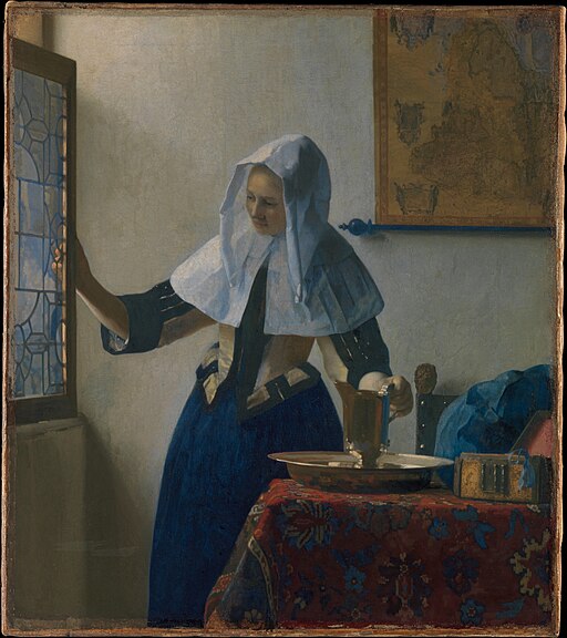 Young Woman with a Water Pitcher – painting by Johannes Vermeer (MET, 89.15.21)
