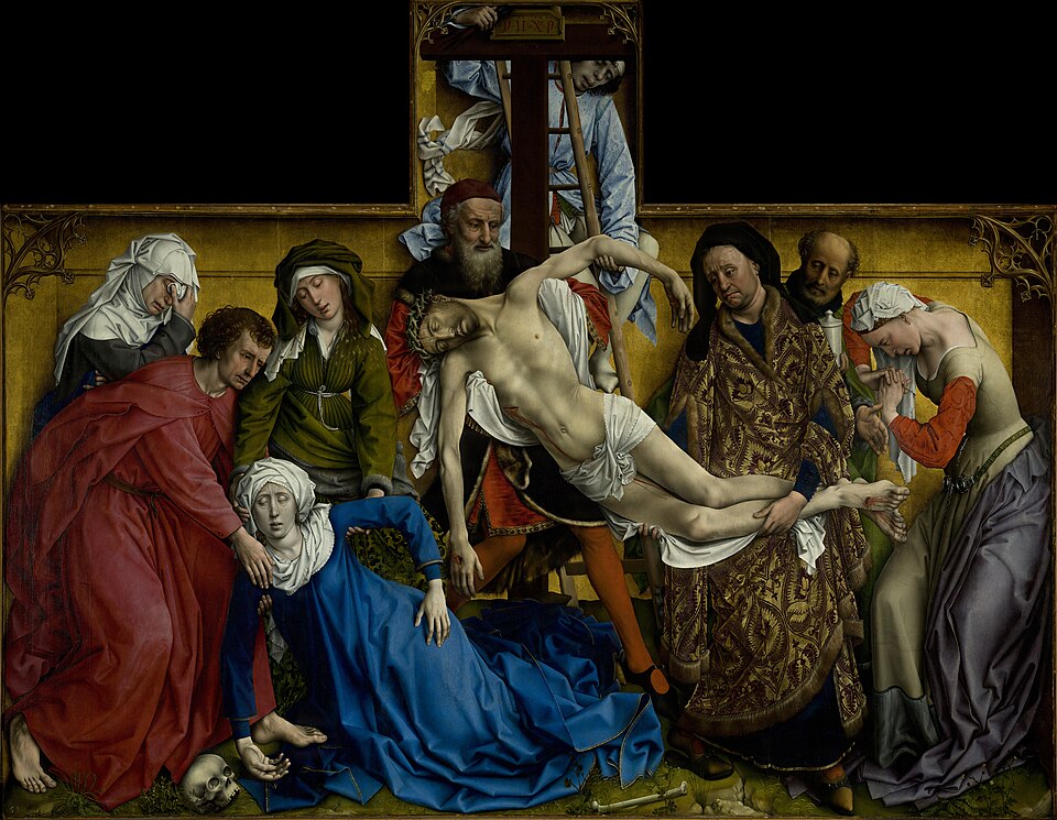 A painting by Rogier van der Weyden titled The Descent from the Cross