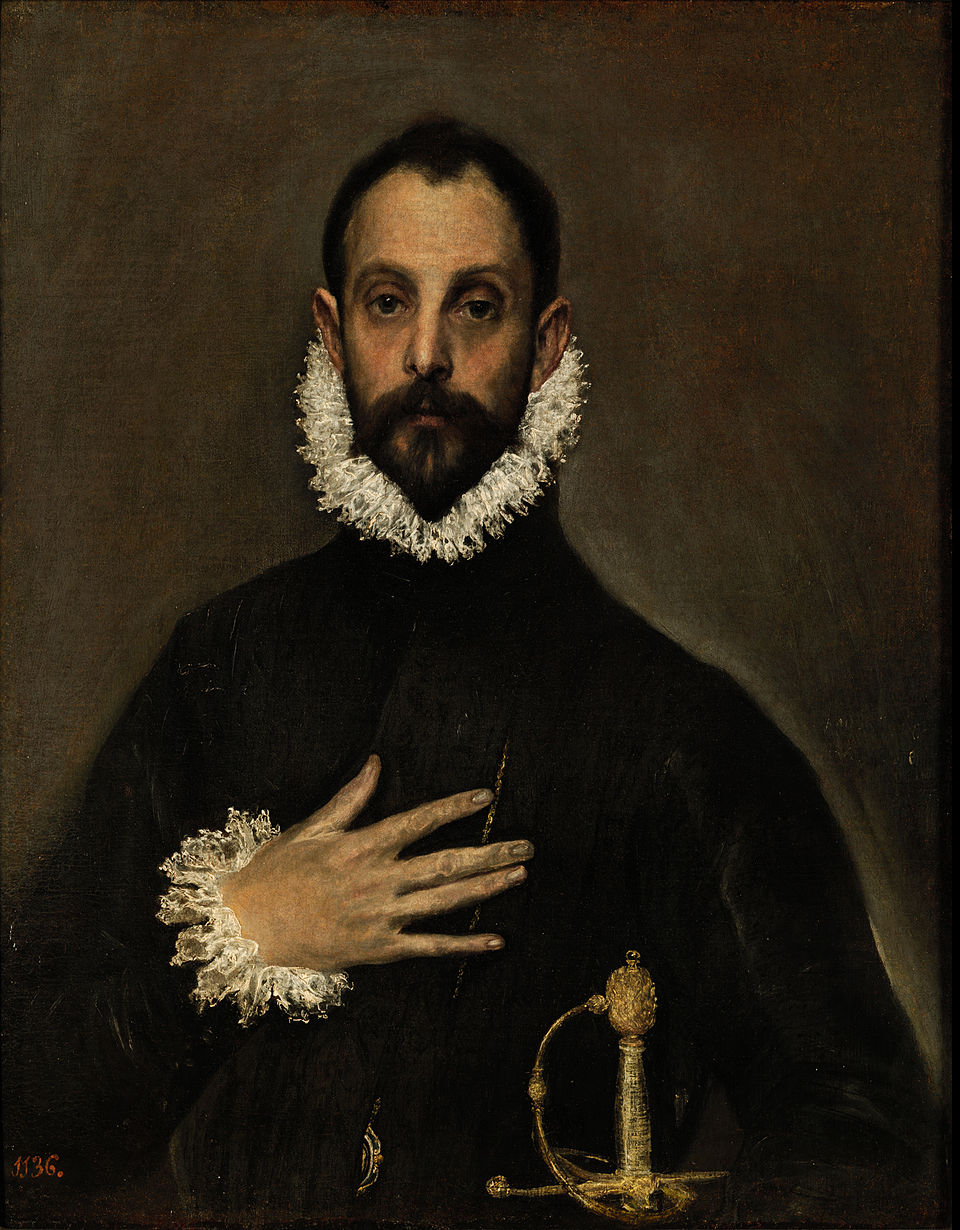 A painting by El Greco titled The Nobleman with his Hand on his Chest