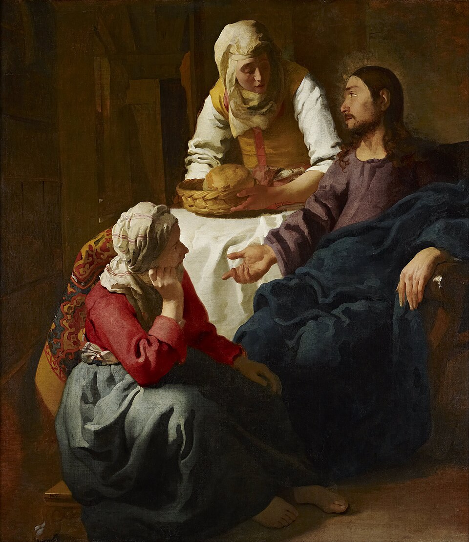 A painting by Vermeer titled Christ in the House of Martha and Mary