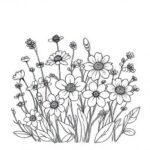 The Digital Bloom: Floral Clip Art Guide for Designers 14 garden of flowers floral line art black outline no fill white background minimalist high quali