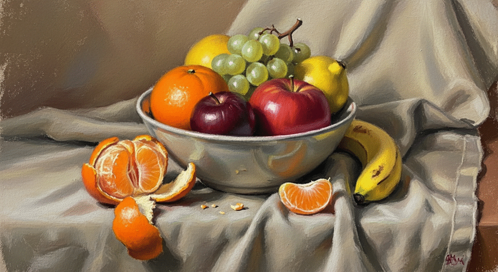 soft pastel vs oil pastel: still life painting demonstrating the versatility of soft and oil pastels