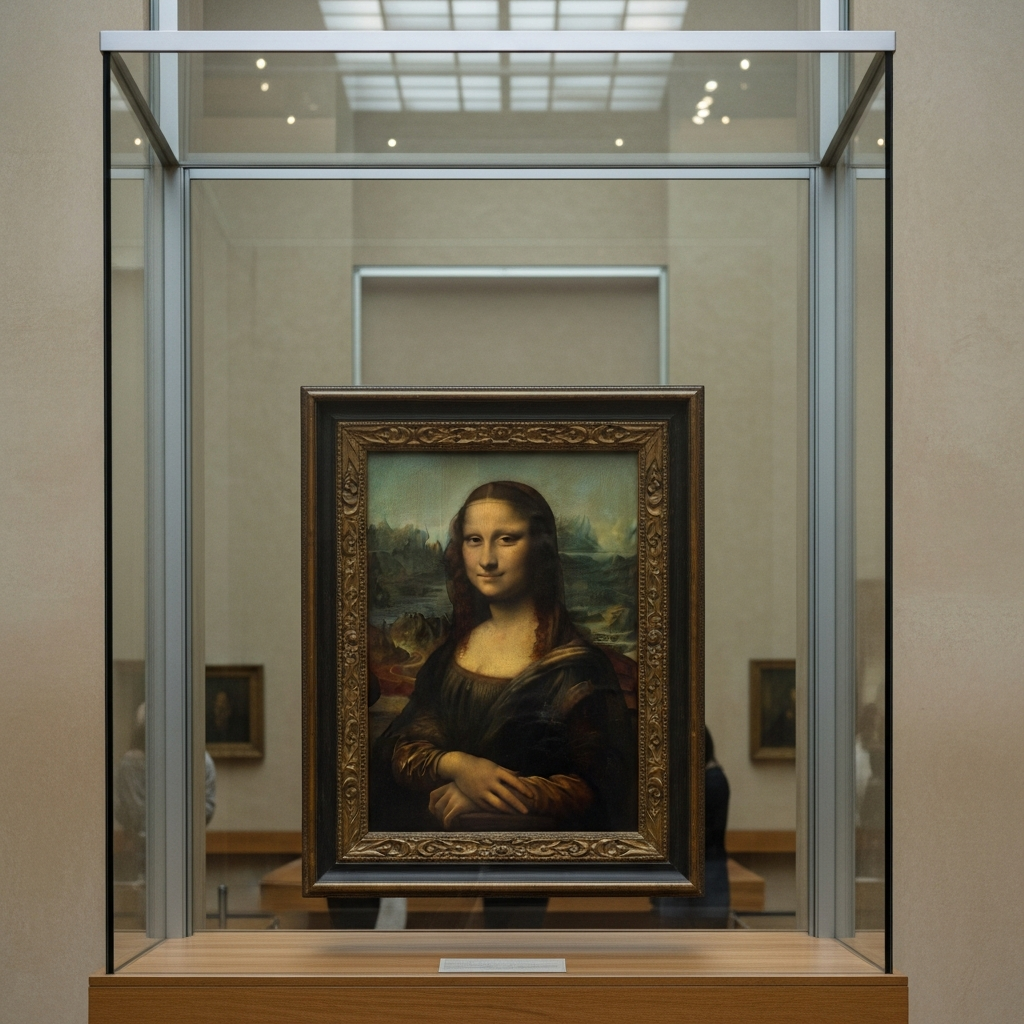  Leonardo da Vinci's Mona Lisa displayed at the Louvre Museum in Paris
