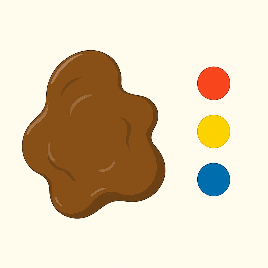 How to Make Brown Paint: Your Ultimate Guide to Mixing Perfect Shades 9 Muddy brown paint next to vibrant primary color dots, representing common mixing mistakes and solutions