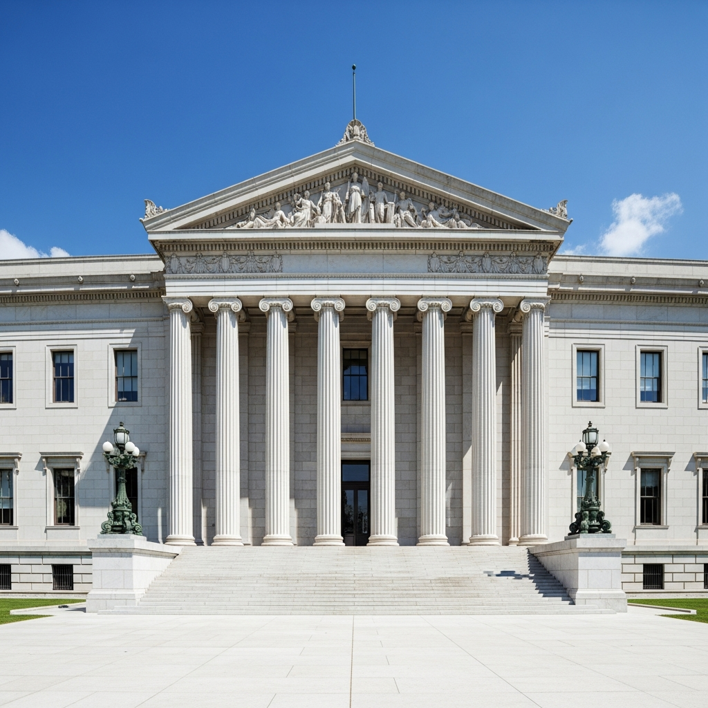 Contemporary building showing Neoclassical architectural influence with columns and symmetry