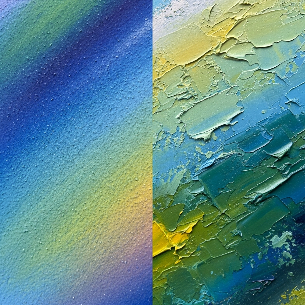 Comparison of soft pastel and oil pastel textures side-by-side 