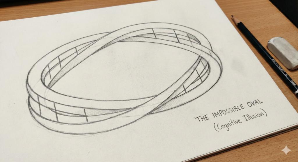 The Ultimate Guide to Easy Optical Illusion Drawings for Beginners 4 drawing two ovals (one inside the other) and connecting them with vertical lines to create a ring