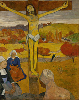 The Yellow Christ (Le Christ jaune) (1889). Oil on canvas, 91.1 × 73.4 cm (35.9 × 28.9 in). Albright–Knox Art Gallery, Buffalo, NY