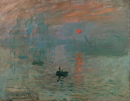 Impression, Sunrise (1872). Oil on canvas, 48 × 63 cm (18.9 × 24.8 in). Musée Marmottan Monet, Paris