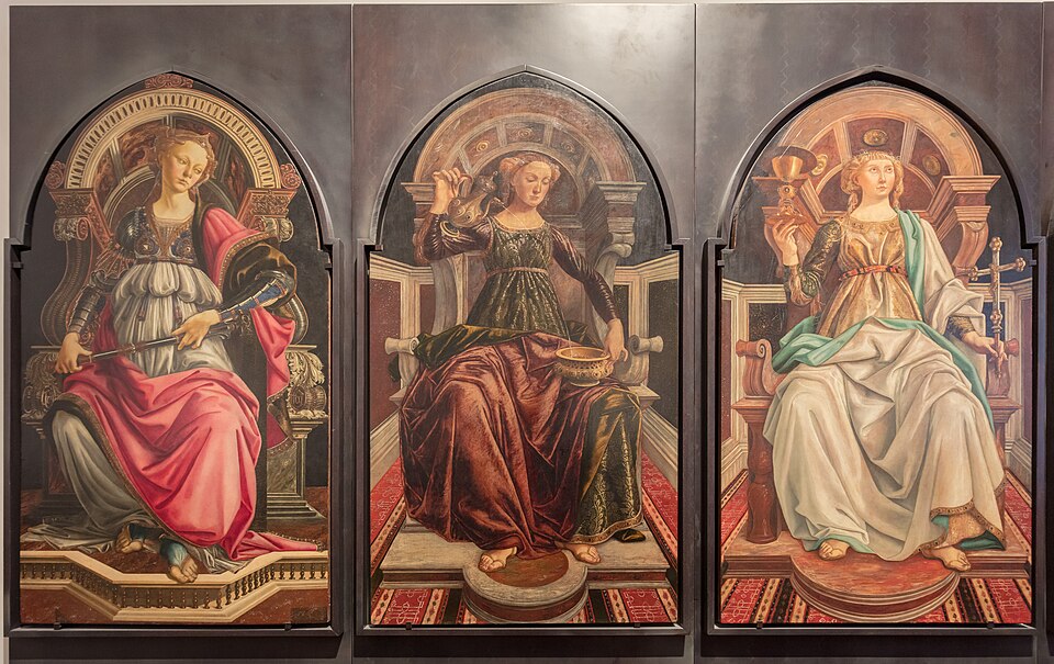 A painting by Botticelli titled 'Fortitude', depicting Meet 'Fortitude,' a painting of one of the seven virtues. She isn't shown as a fierce warrior but as…