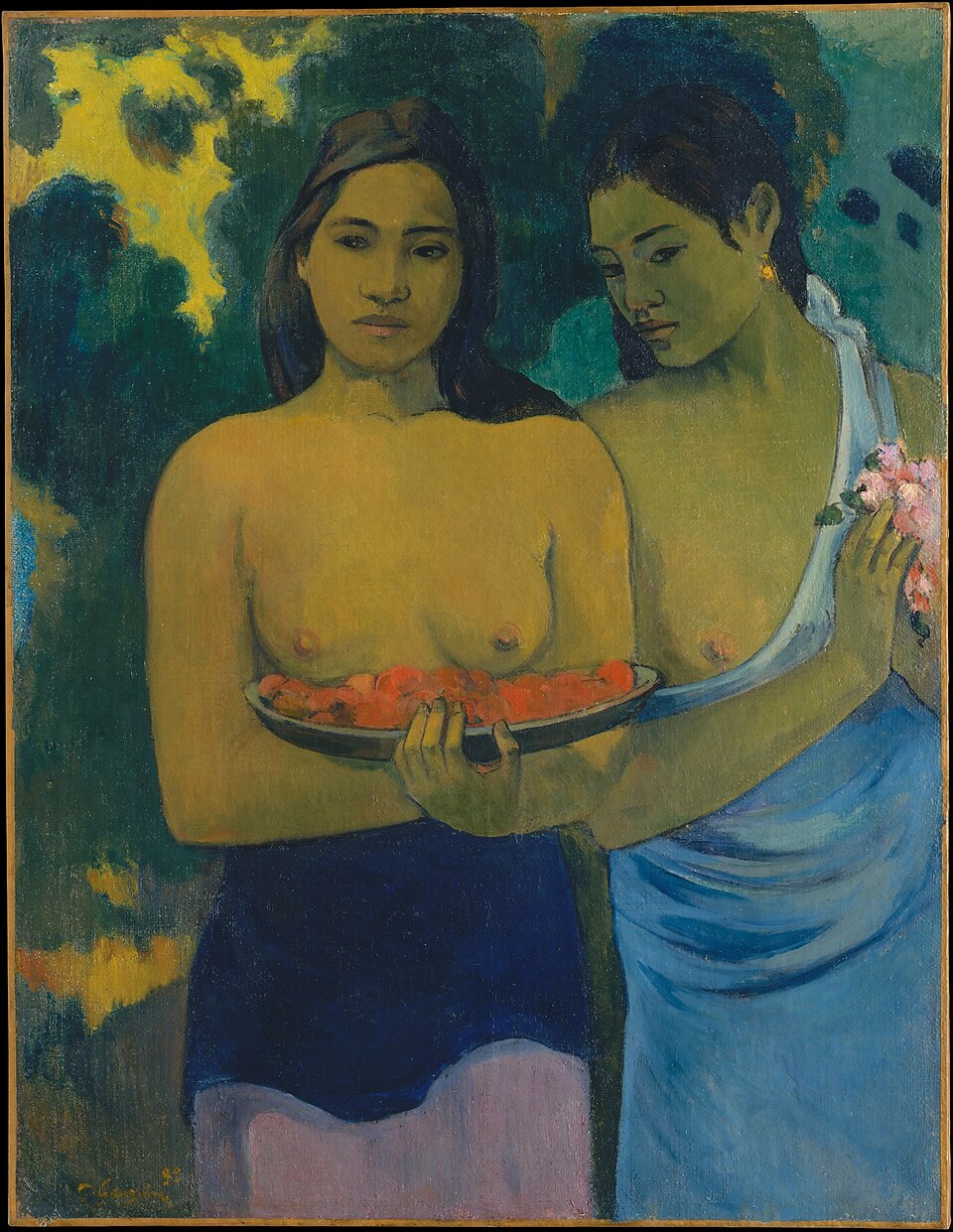 A painting by Paul Gauguin titled Two Tahitian Women
