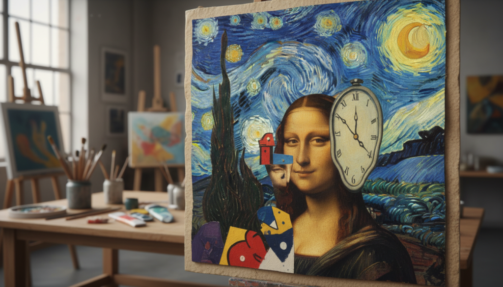 Collage of various famous paintings