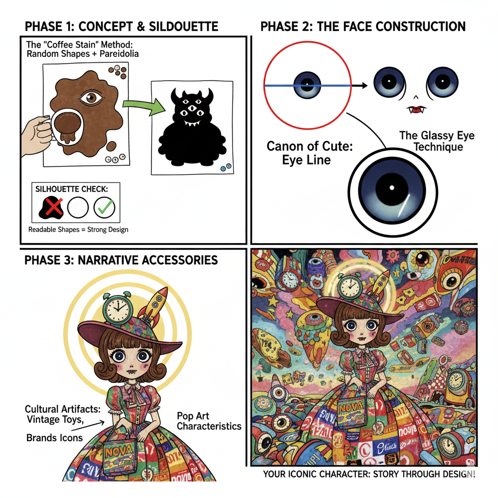 4 phases: workflow adapted from top Lowbrow character designers