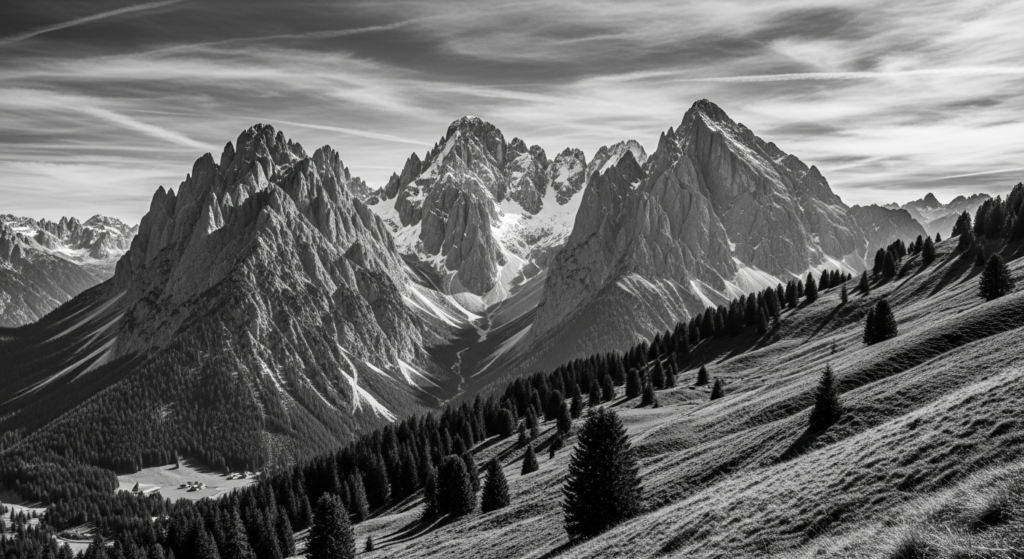 Is Photography Art? Masterful black and white landscape photograph showing extreme detail in shadows and highlights, illustrating Ansel Adams' Zone System and its parallel to a painter's use of Chiaroscuro.