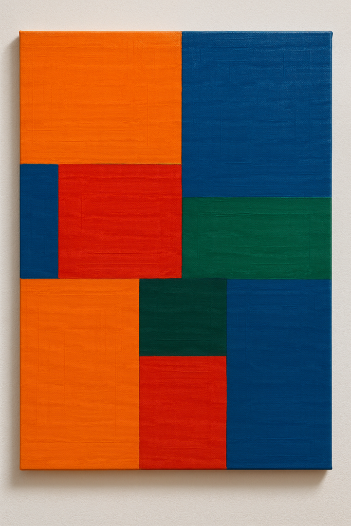 Easy Abstract Painting Ideas for Beginners: Abstract painting showing bold color blocks in geometric shapes with clean edges