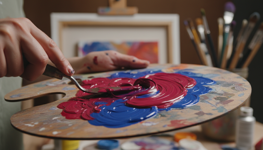 Palette illustrating colours in painting