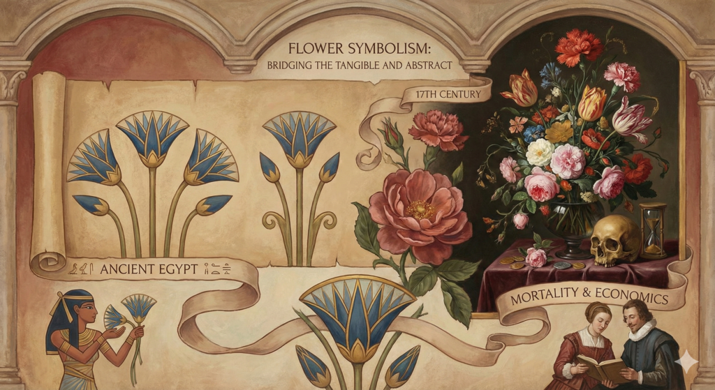 Flower Symbolism in Art: stylized lotuses of Ancient Egypt to the hyper-realistic bouquets of the 17th century, flowers have served as universal symbols