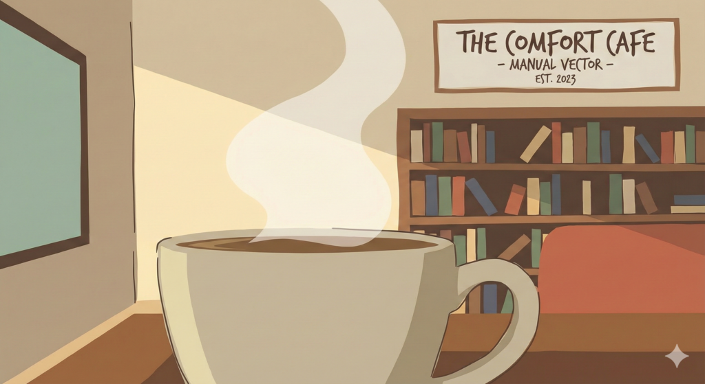 Flat Graphic Illustration with Posca Pens: coffee cup in cafe using manual vector