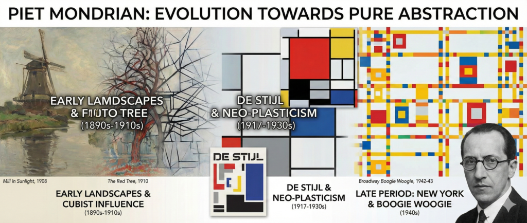 mondrian grid art banner