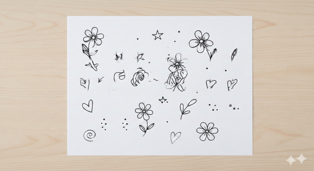 Unleash Your Creativity: 25+ Fun Doodle Art Ideas with Easy Step-by-Step Guides 6 Collection of simple nature-themed doodles showing flowers, leaves, mushrooms, and clouds with step-by-step progression