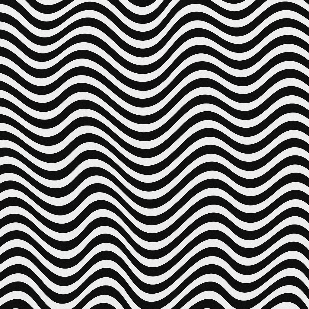 Understanding Rhythm in Art: A Comprehensive Guide to Movement and Flow 6 Op Art painting featuring alternating black and white curved lines creating visual vibration and optical rhythm