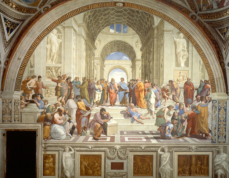 Discovering Genius: The Top 10 Raphael Paintings You Need to See 3 One of the Top 10 Raphael Paintings You Need to See: "The School of Athens" by Raphael, painted in 1511. Description: This isn't just a painting; it's the ultimate superhero team-up of ancient Greek philosophers and thinkers! In the center, you have Plato pointing to the heavens and his student Aristotle gesturing to the earth, representing their different philosophies. Raphael filled this grand hall with every major thinker you could imagine, creating a vibrant scene of intellectual energy and debate.. Interesting fact: Raphael cleverly painted a self-portrait into the crowd; he's the young man in a black beret looking directly at the viewer from the far right.