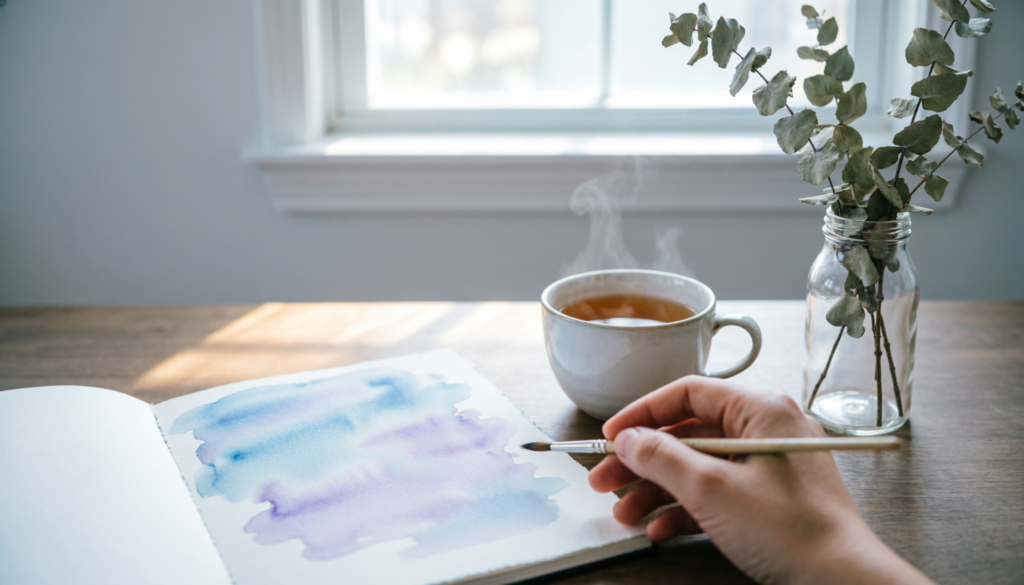 Beginner painting for stress relief