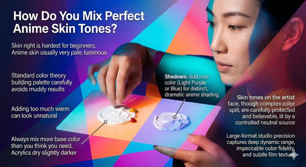 mixing anime skin tones acrylic paint