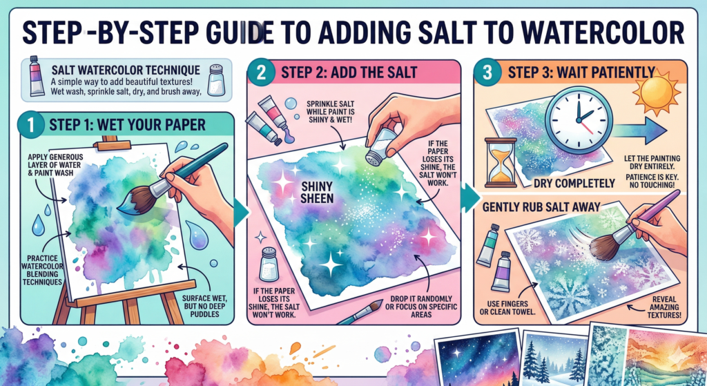 three step salt watercolor technique