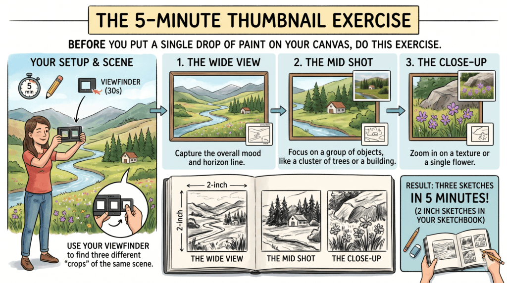 5 minute thumbnail exercise for viewfinder painting