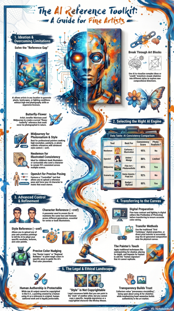 How to Use AI for Painting References - Beginners Guide 3 AI Reference Toolkit for Artists infographic