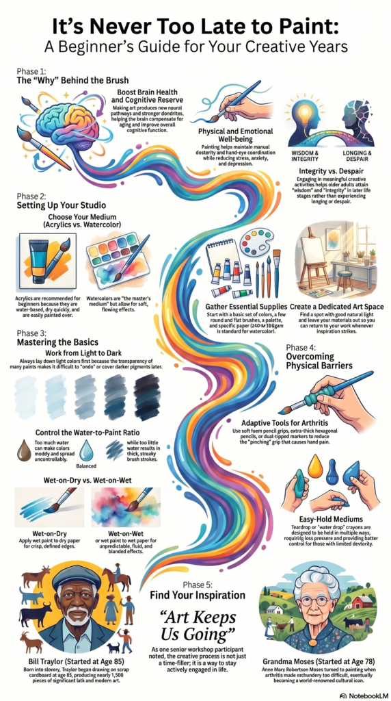 a beginners guide for your creative years - it's never too late to paint