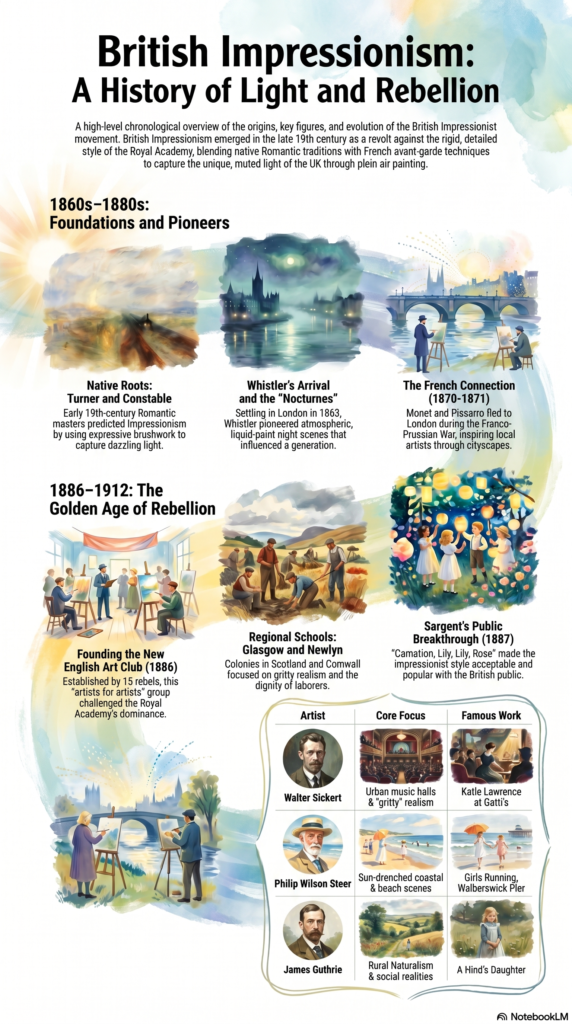 British Impressionists: A Beginner's Guide to Light and Landscape 3 British Impressionism Art History Guide Infographic