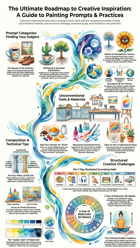 What to Paint When Bored: Quick Ideas to Spark Your Creativity 3 roadmap to creative inspiration infographic