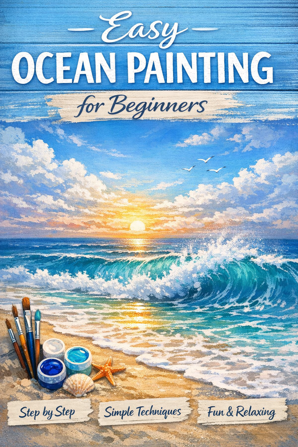 easy ocean painting for beginners seashore