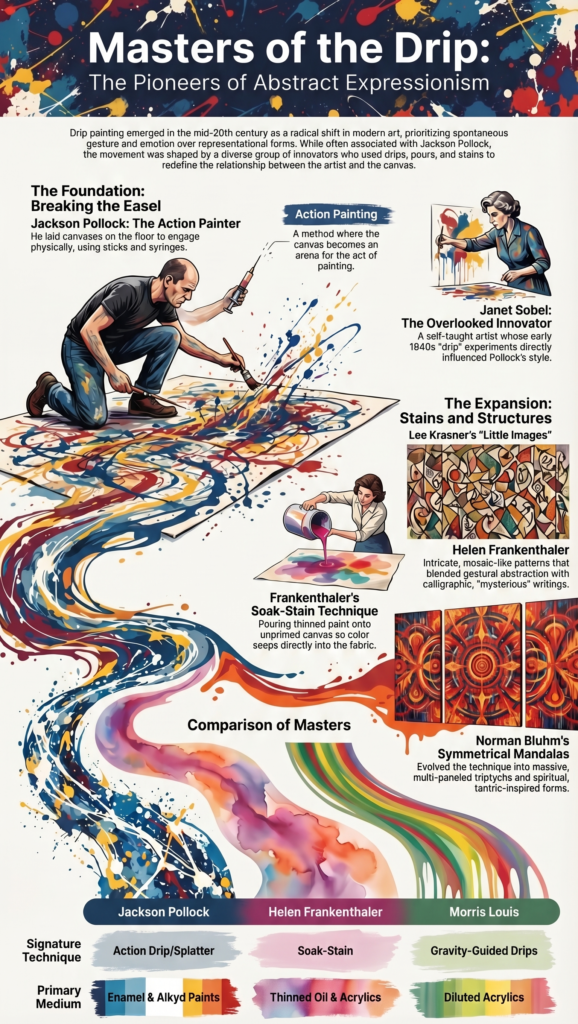 Famous Drip Painting Artists Infographic