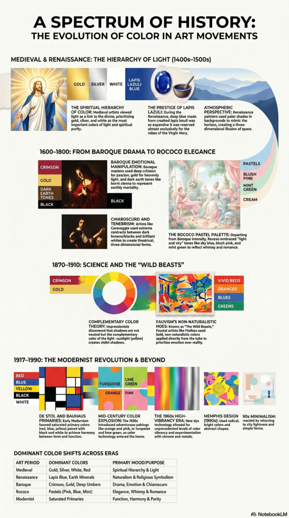 From Lapis to Lead: The Dominant Color in Each Art Period 3 History of Color in Art infographic