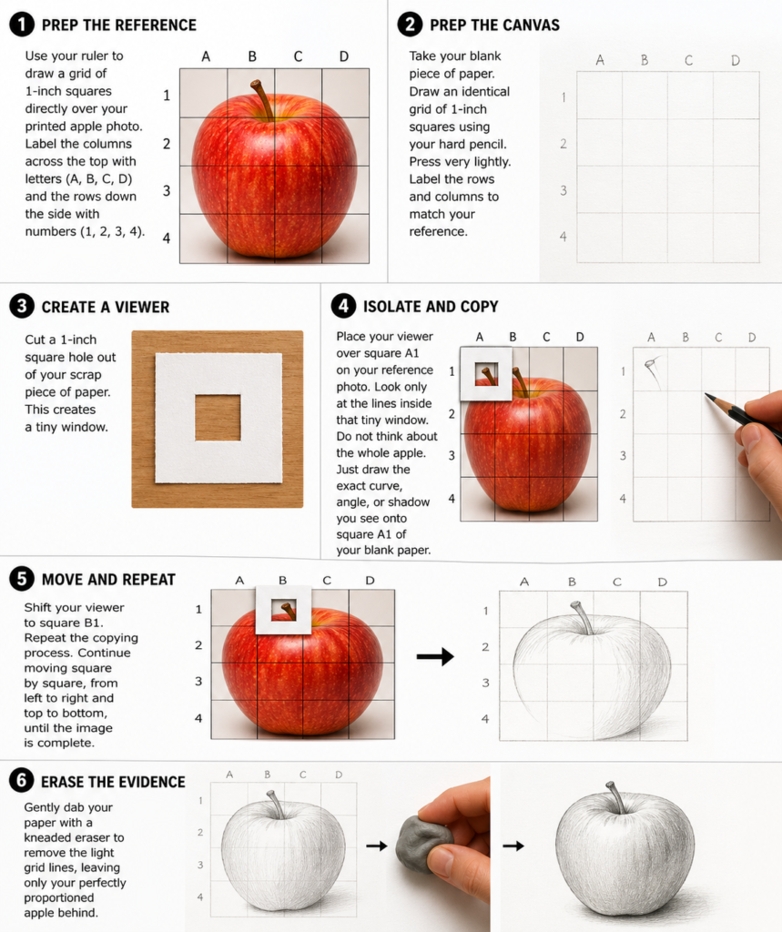 How to draw an apple grid method