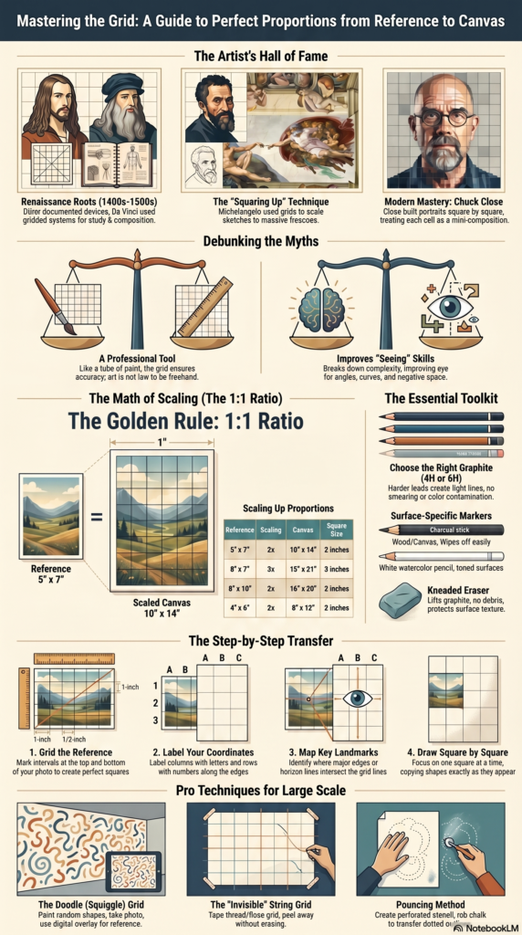 Mastering the Grid Art Guide infographic