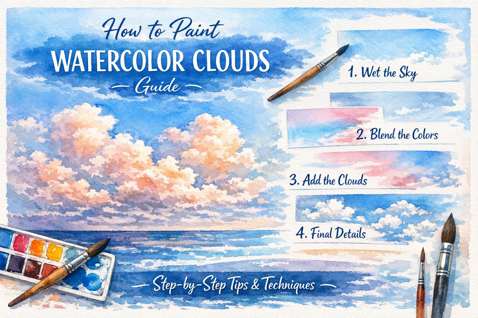 guide to how to paint watercolor clouds