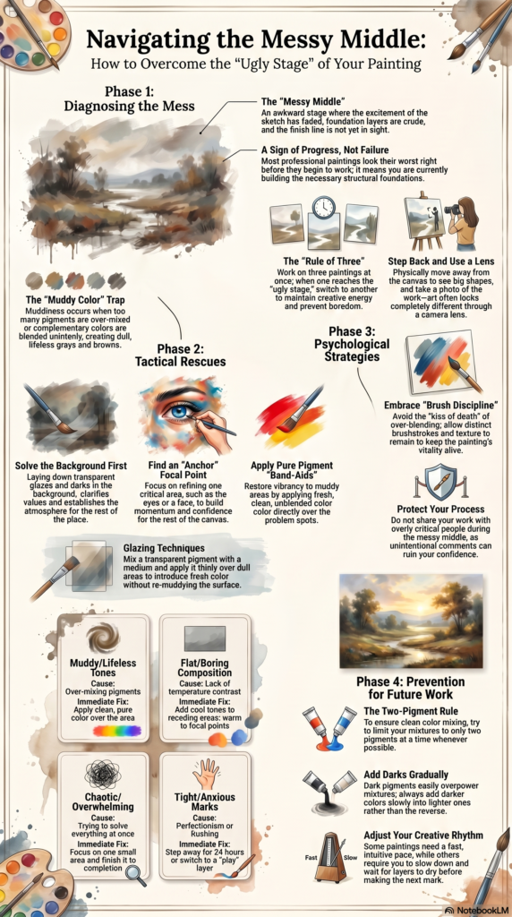 Overcome the messy ugly stage of painting infographic
